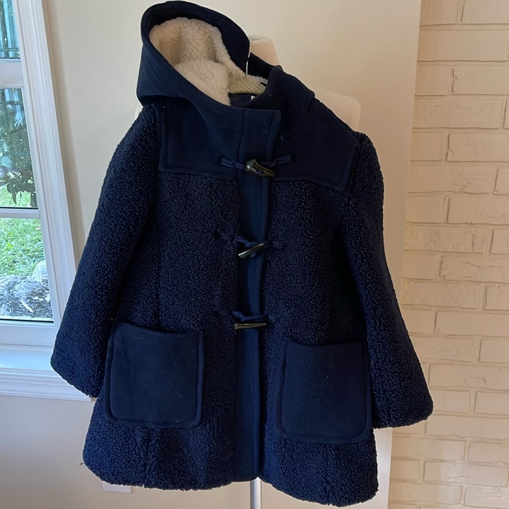 J. Crew crewcuts Girls' faux-shearling toggle coat in Navy size 8